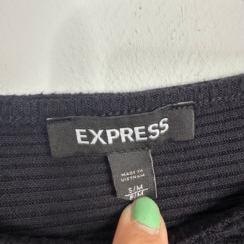 Express Boat Neck Batwing Black Ribbed Sweater - Picture 3 of 7